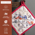 Maison d' Hermine Pot Holders Set 100% Cotton Heat Resistant Potholders 8" x 8" Hot Pads with Loop BBQ, Cooking, Baking, Grilling, Kitchen, Handling Hot Pans (Pack of 2, Equinoxe - Beige)