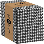 Native Fab Black Gingham Dish Towels 16"x26" Set of 12 - Cotton Mini Check Plaid Towels, Soft Absorbent Dishcloths with Hanging Loop, Kitchen Towel for Quick Drying - Black White