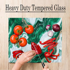 White Green Moss Agate Marble Kitchen Glass Cutting Board Ocean Decorative Gift Marbled Granite Stone Rock Gift For Her Mom Wife (White Green)