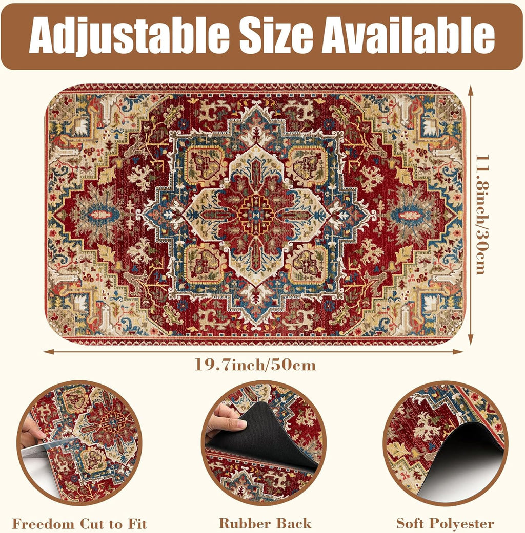 Boho Dish Drying Mat Persian Tribal Coffee Bar Mat for Countertop Absorbent Rubber Backed Hide Stain Dish Drainer Rack Pad Coffee Maker Espresso Machine Dining Room Decoration 11.8 x 19.7 Inch