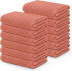 Kitinjoy 100% Cotton Waffle Weave Kitchen Towels, 12-Pack Super Soft and Absorbent Dish Towels for Drying Dishes, Kitchen Hand Towels, 13 in x 28 in, Coral