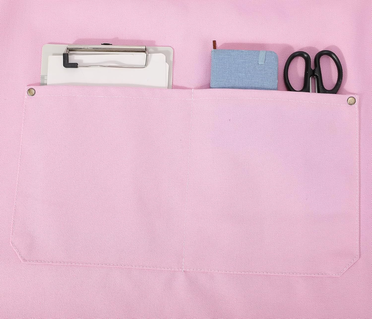 AFUN Chef Aprons for Men Women with Large Pockets, Cotton Canvas Cross Back Heavy Duty Adjustable Work Apron, Size M to XXL (Lightpink)