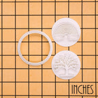 BAKERLOGY New Beginnings - Mini 2" Cookie Cutter & Stamp Set - Rainbow & Lush Tree Design for Easter & Spring Cookies, Cupcakes & Fondant Decorations