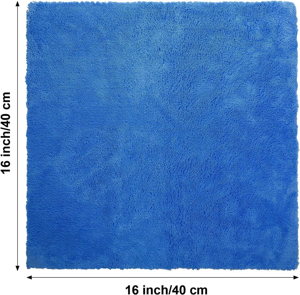 Shimeyao 30 Pcs Edgeless Microfiber Plush Towels for Cars Detailing Drying Wash Polishing Absorbent Cleaning Cloths, 500 GSM, 16 x 16 Inch(16 x 16 Inch,Dark Blue,30 Pcs)