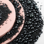 Kasvan Black Pearl Sugar Sprinkles - Edible Candy Pearls 130g/4.58 Oz, Mix Size, Baking Cake Decorations, Ice Cream Toppings and Cookie Decorating, Wedding Party Chirstmas Supplies