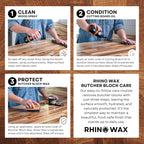 Butcher Block Maintenance Kit - Includes Cutting Board Oil, Wax (Large 8oz Size), Bench Scraper, Large Applicator, 2 Microfiber Cloths - Natural and Food Safe - Made in USA