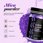 BeePoint Violet Edible Luster Dust 15g - Food Grade, Vibrant Color Shimmer Powdered Dust for Drinks, Cocktails, Cake Decorating, Baking, Chocolates, Candy, Sweets, & Cookies - Vegan & Gluten Free