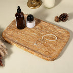 Natural Marble Vanity Tray, 11.8" Travertine/Stone Bathroom Tray Countertop, Golden Stone for Perfume Jewelry Holder, Decorative Dresser Organizer, Storage for Kitchen Sink(Walnut Traver)