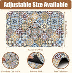 Retro Colorful Tiles Dish Drying Mat for Kitchen Counter Floral Coffee Mat Hide Stain Absorbent Drying Rack Pad with Rubber Backed Espresso Machine Coffee Bar Accessories 11.8 x 19.7 Inch