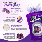 Ninong's Dessert Lab Ube Pancake Mix, Ube Flavored Buttermilk Pancake Mix with Real Ube, Makes Ube Cakes, Waffles, Crepes and more, Just Add Water (1 Pound)