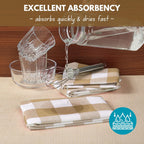 Native Fab 6 Pack Buffalo Check Kitchen Towels16 x26 - Cotton Dish Towels Washable - Absorbent Tea Towels, Soft Hand Towel with Hanging Loop, Dish Cloth Set - Beige White