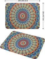 Bohemian Mandala Dish Drying Mat for Kitchen Counter Boho Ethnic Drying Mat 18 x 24 Inch with High Absorbent Reversible Microfiber Dish Drying Pad Dish Rack Pad Drainer Mat for Coffee Bar