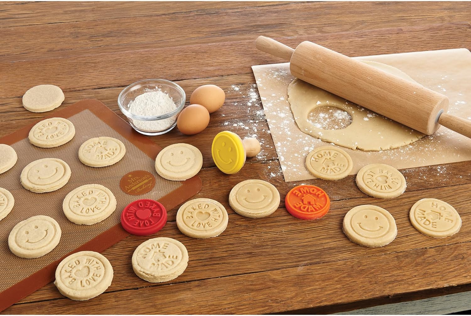 Mrs. Anderson’s Baking Cookie Stamps Trio, Non-Stick Silicone, Set of 3 Designs