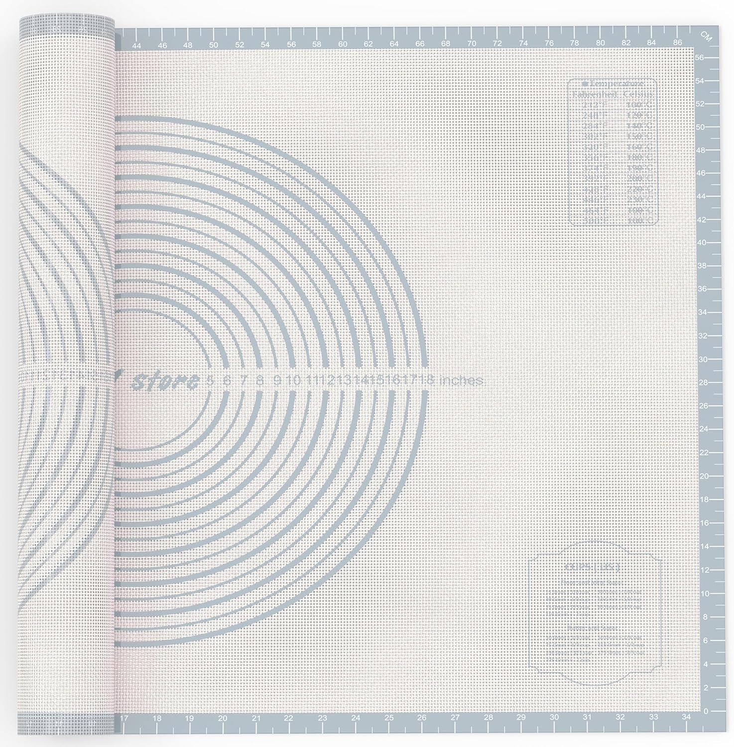 26 * 16 inches White grey, Non-Slip Silicone Baking Sheets - Baking Mat with 0.7mm Thickness - Non-Stick Pastry & Cookie Mat for Kitchen Counter for Rolling Out Dough with Measurements.