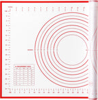 Yansumi Silicone Pastry Mat Extra Large Non-Slip Mat for Rolling Dough Pie Crust and Baking Non-Stick with Measurements (24x16, Red)