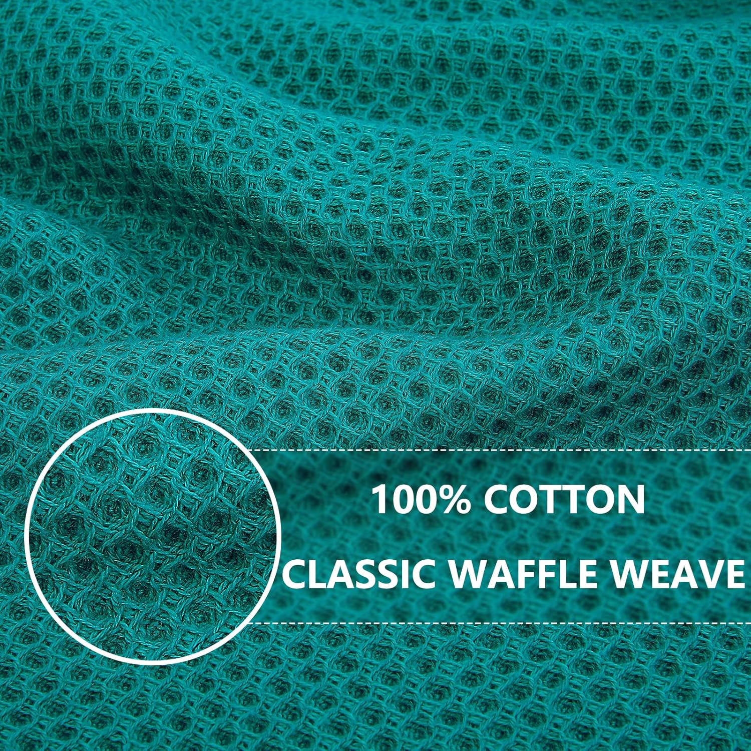 Homaxy 100% Cotton Waffle Weave Kitchen Dish Cloths, Ultra Soft Absorbent Quick Drying Dish Towels, 12 x 12 Inches, 12-Pack, Teal