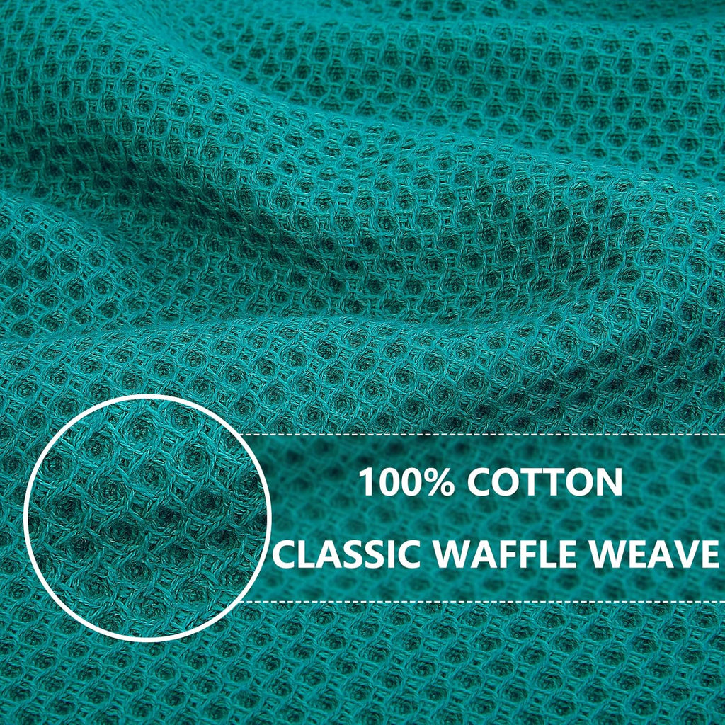 Homaxy 100% Cotton Waffle Weave Kitchen Dish Towels, Ultra Soft Absorbent Quick Drying Cleaning Towel, 13 x 28 Inches, 8-Pack, Teal