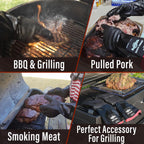 RAPICCA 932°F Heat Resistant BBQ Grill Gloves: Oil Resistant Waterproof for Smoking Grilling Cooking Barbecue Deep Frying Turkey Rotisserie Handling Hot Greacy Meat Stocking Stuffers - Long Sleeve