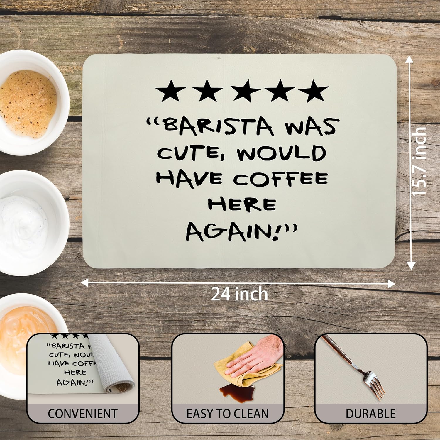 Barista Gifts Dish Drying Mat, Espresso Lovers Gifts Coffee Bar Mat for Countertops, Espresso Station Absorbent Dish Drying Mats for Kitchen Counter Coffee Maker, 16x24 Inch