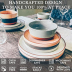 Mora Ceramic Flat Dinner Plates Set of 6, 10.5 in High Edge Dish Set - Microwave, Oven, and Dishwasher Safe, Scratch Resistant, Modern Dinnerware- Kitchen Porcelain Serving Dishes - Assorted Neutrals