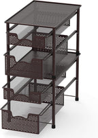 Simple Houseware Stackable 2 Tier Sliding Basket Organizer Drawer, Bronze