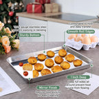Baking Sheet with Wire Rack Set, Homikit Stainless Steel Quarter Sheet Pan with Grid Cooling Rack for Toaster Oven Roasting, Metal Bacon Cookie Trays Nonstick Jelly Roll Pan, 12" x 10" x 1 Inch