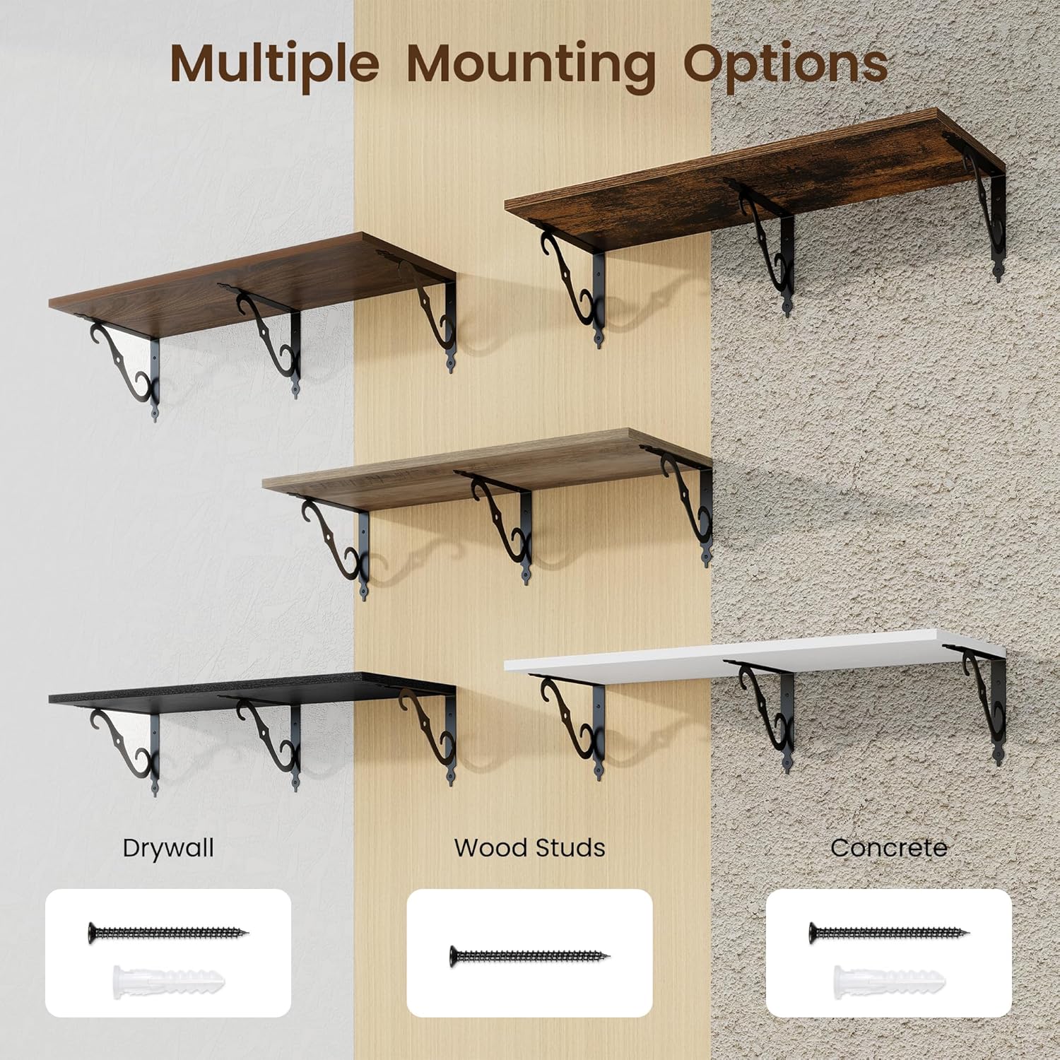 RICHFOCUS 12 Inch Deep Floating Shelves for Wall, 31.5" W x 12" D Wood Wall Shelves Set of 2, Wide Floating Shelves for Living Room, Bedroom, Kitchen, Bathroom and Decor Storage, Walnut