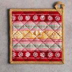 Maison d' Hermine Pot Holders Set 100% Cotton Heat Resistant Potholders 8" x 8" Hot Pads with Loop BBQ, Cooking, Baking, Grilling, Kitchen, Handling Hot Pans (Pack of 2, Sofia)