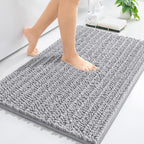 Arotive Luxury Chenille Bathroom Rug Mat, Extra Soft Thick Absorbent Shaggy Bath Rugs, Non-Slip Machine Wash Dry, Plush Bath Mats for Bathroom, Shower and Tub, 34x21, Light Grey