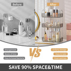 YCIA&DONE Bathroom Organizer Countertop, Makeup Storage, Skincare Cosmetic Tray Shelf, Perfume Holder Rack for Vanity Counter, Large Capacity, Easy to Install, Clean, 3 Tiers, Smoky Gray