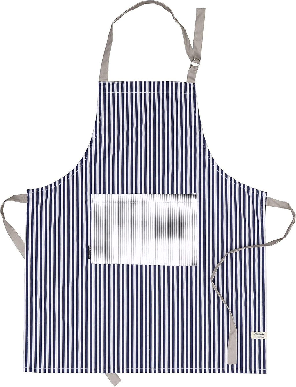 AMOUR INFINI Cotton Aprons for Women with Pockets Adjustable Strap and Waist Ties Washable Printed Aprons for Baking, Cooking, Gardening (27.5 x 33 Inches - Blue)