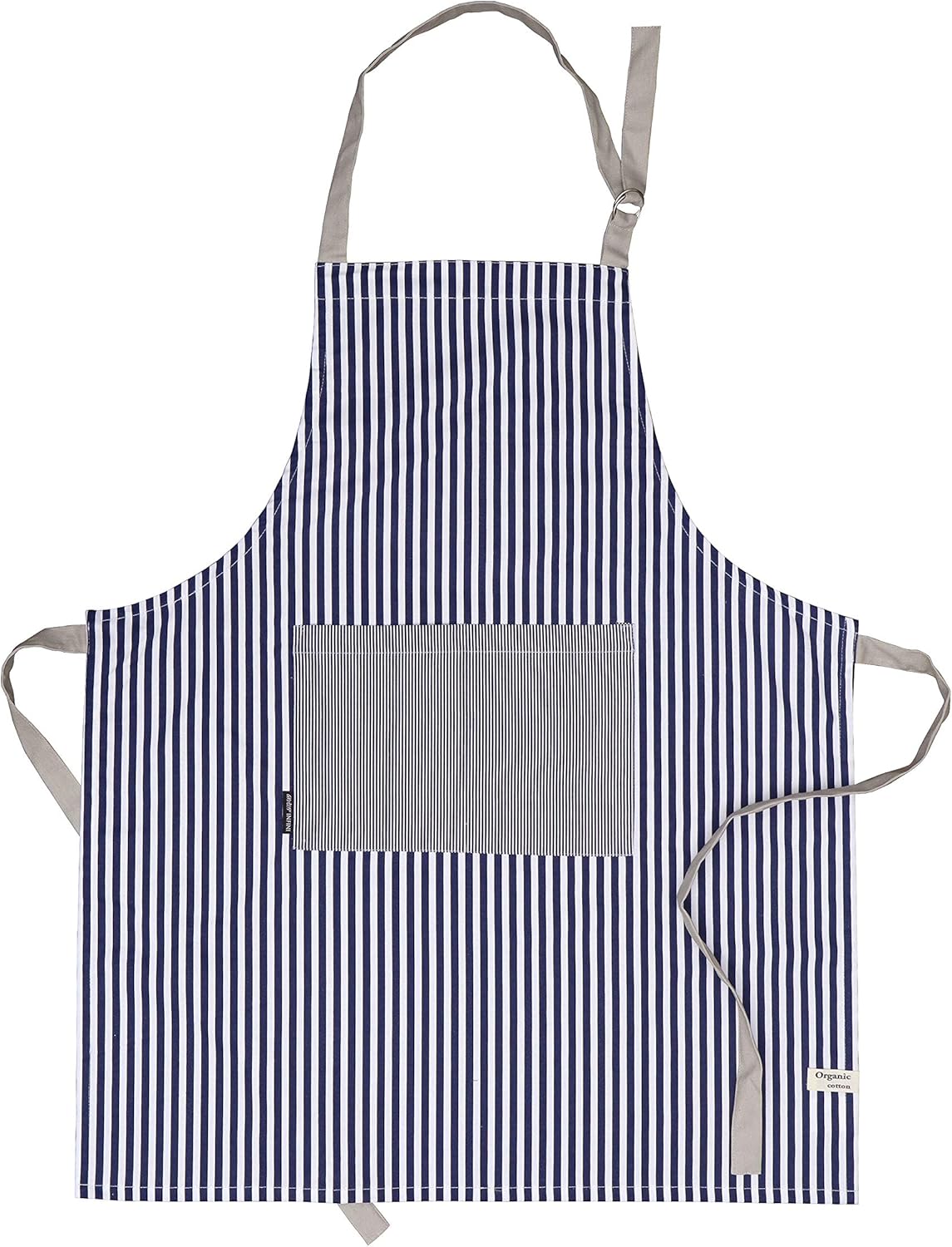 AMOUR INFINI Cotton Aprons for Women with Pockets Adjustable Strap and Waist Ties Washable Printed Aprons for Baking, Cooking, Gardening (27.5 x 33 Inches - Blue)