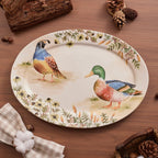 Bico Autumn Birds 16 plus 14 inch Oval Platters Set, Set of 2, Microwave and Dishwasher Safe, for Serving Fish, Chicken, Turkey