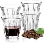 Espresso Cups Set of 4 Clear Glass Cups 3oz for Coffee/Milk, Coffee Mugs Insulated Shot Glasses Regular Espresso Accessories in Kitchen/Office/Bar, Easy to Clean (3oz-4 Pack)