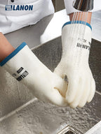 LANON Liquid Silicone Gloves, Heat Resistant Oven Gloves with Fingers, Food Grade, Waterproof, White, XXL