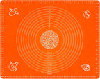 Silicone Baking Mat for Rolling Pastry Dough with Measurements, 25.6 x 17.7 BPA Free Non stick and Non Slip Orange Table Sheet Baking Supplies for Bake Pizza Cake