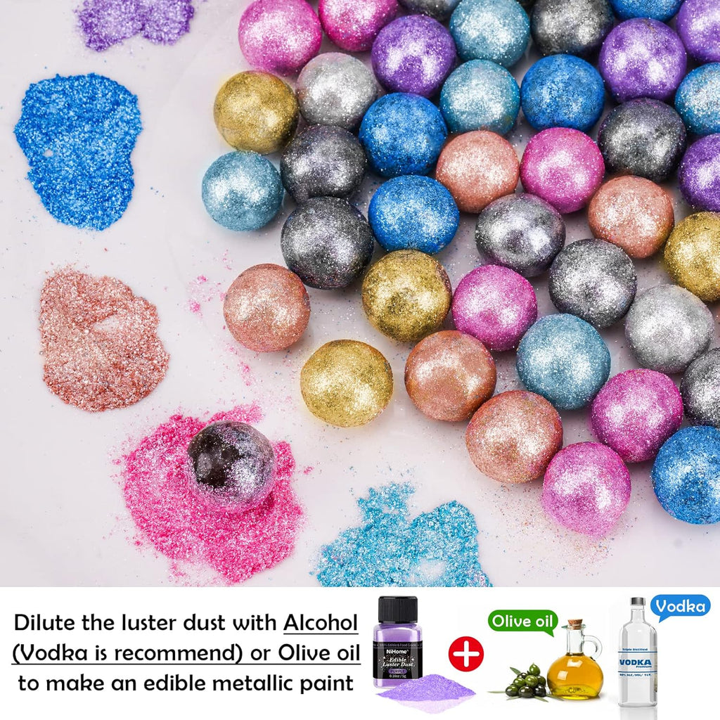 NiHome Edible Food-Grade Glimmer Powder Glitter Luster Dust Metallic Food Decorating Sprinkle Glimmery Dust for Drink Wine Beverage Cake Candy Dessert Bakery Restaurant Vegan (0.18oz/5g, Purple)