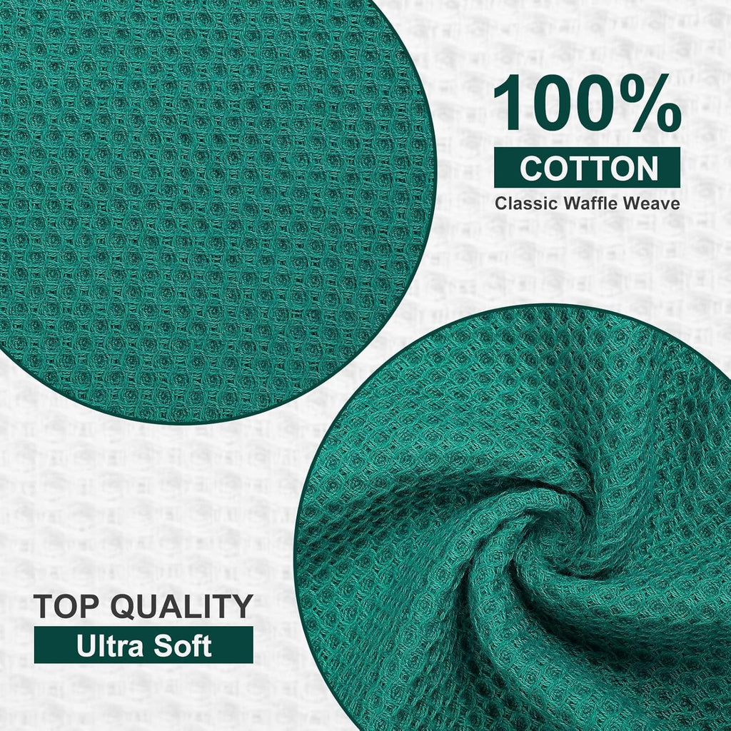 Kitinjoy 100% Cotton Kitchen Dish Cloths, 8 Pack Waffle Weave Ultra Soft Absorbent Dish Towels for Drying Dishes Quick Drying Kitchen Towels Dish Rags, 12 X 12 Inches, Teal
