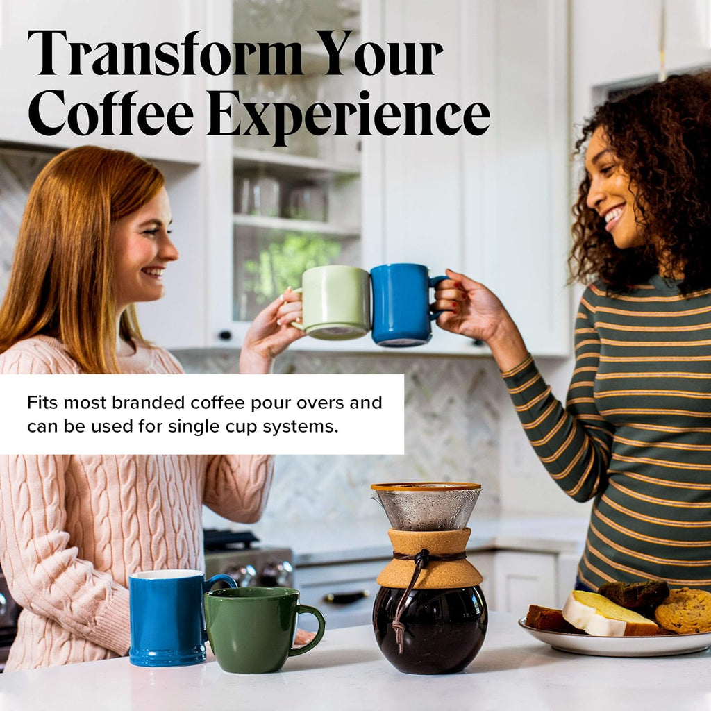 Willow & Everett Pour Over Coffee Dripper - Reusable Filter & Strainer for Medium Coarse Ground Coffee - Paperless Coffee Maker for Carafe