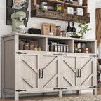 Buffet Cabinet with Storage Farmhouse with 4 Doors, 55'' Large Kitchen Storage Cabinet Wood Coffee Bar Buffet Sideboard for Kitchen, Dining Room, Entryway
