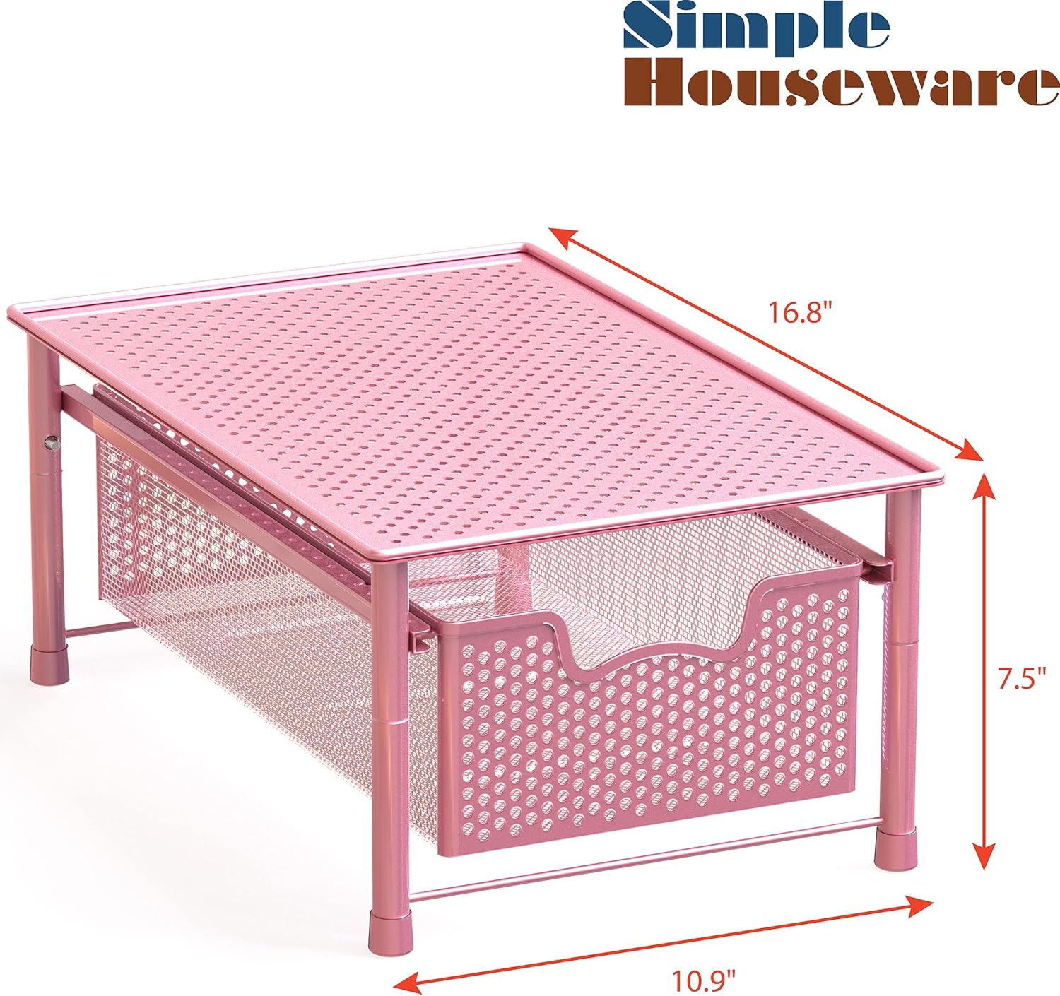 Simple Houseware Stackable Cabinet Basket Drawer Organizer, Pink