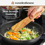 Wooden Spatula for Cooking, Teak Spatulas for Kitchen Use - Wooden Cooking Utensils Set of 4 including Paddle, Turner, Slotted Spurtle and Wood Scraper. Nonstick cookware.