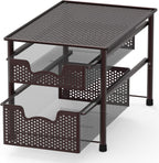 Simple Houseware Stackable 2 Tier Sliding Basket Organizer Drawer, Bronze