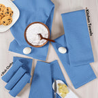 Native Fab 8 Piece Cotton Dish Towel & Dishcloths Set - Ultra Absorbent, Quick Drying, Durable Cloths for Cleaning, Cooking, Baking - Ideal for Home, Kitchen, Hotels & Heavy Duty Use - Sky Blue