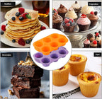 JJOO 2PCS Silicone Muffin Pan, 6-Cavity Nonstick Muffin Cupcake Pans Molds for Baking, Great for Cupcakes, Muffin, Brownies and More, BPA Free, Pack of 2 Colors (Orange and Purple)