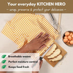 Native Fab 4 Pack Yellow Gingham Cotton Dish Towels 16"x26" - Absorbent Kitchen Linen Towels with Hanging Loop, Dishcloths Set for Drying Dishes, Cleaning Hand Towels, Mustard Yellow White