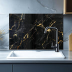 DAIFURONGE Tempered Glass Backsplash For Kitchen Behind Stove,Black Marbling Stove Backsplash Top Cover,Easy to Clean Glass Splashback, Sink Cover Splash Guard,Home Kitchen Wall Decor (30"x24"(76.2x60.96cm))