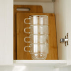 BTaT- Stackable Insulated Coffee Mugs, 4 Pack, 8 oz(240 ml), Stackable Glass Mugs, Double Wall Glass Coffee Cups, Tea Cups