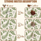 Leaves and Herbs Dish Drying Mat for Kitchen Counter Bar Mat Hide Stain Absorbent Rubber Backed Coffee Maker Espresso Machine Bar Accessories 11.8 x 19.7 Inch
