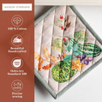 Maison d' Hermine Pot Holders 100% Cotton Heat Resistant Potholders 8" x 8" Hot Pads with Loop BBQ, Cooking, Baking, Grilling, Kitchen, Handling Hot Pans (Pack of 1, Lumina)